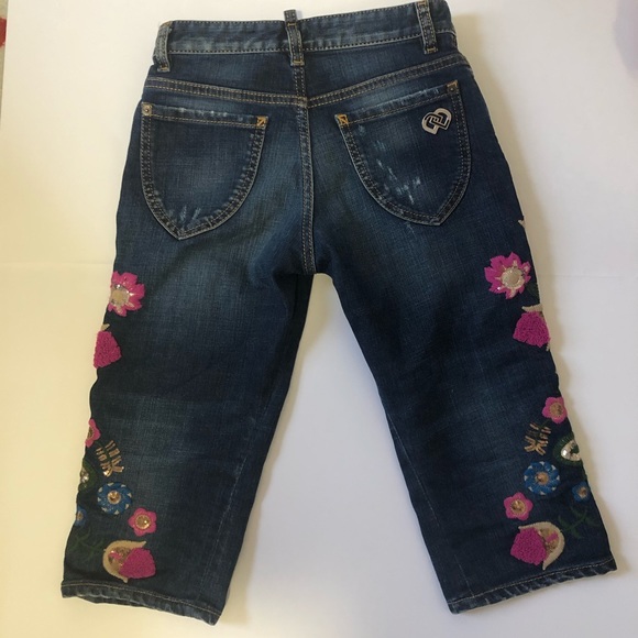 Dsquared2 Cropped jeans Embroidery + Long sleeve shirt. Girls Size 10 - Picture 7 of 16